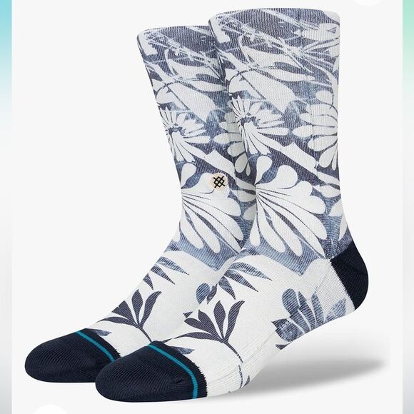 STANCE UNISEX SOCKS NWT WAIKALOA NAVY CREW IN MEDIUM POLY BLEND MID CUSHION - Picture 1 of 5